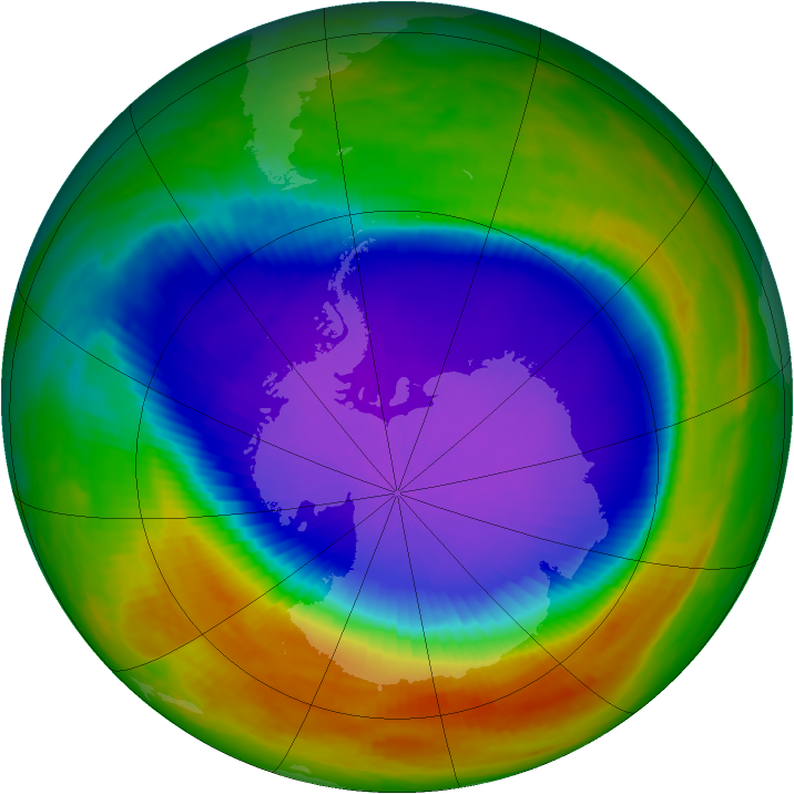 Antarctic ozone map for 04 October 2000